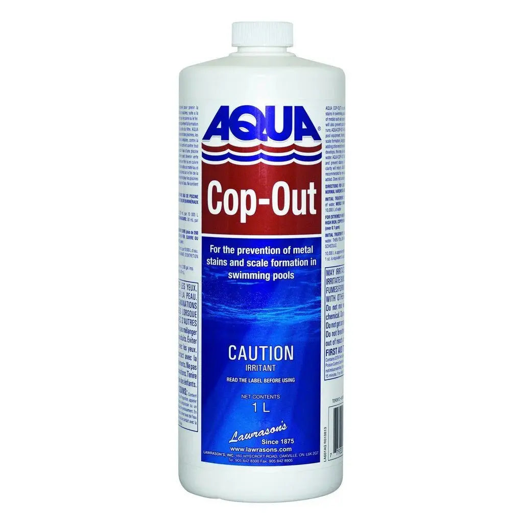 Lawrasons Pool Products Aqua Cop-out 1L-Prevention and Removal of Metal Stains and Lawrasons Pool Products