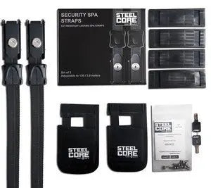 Spa Security Straps Lockable Black - Set of 2 SteelCore