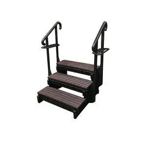 3 TREAD SIGNATURE SERIES STEP W/HANDRAILS - ESPRESSO Confer Plastics
