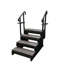 4 TREAD SIGNATURE SERIES STEP W/HANDRAILS - ESPRESSO Confer Plastics