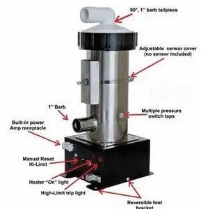 Universal Vertical Heater Kit, 4.0KW (C2500-3600ET-G) Hydro-Quip